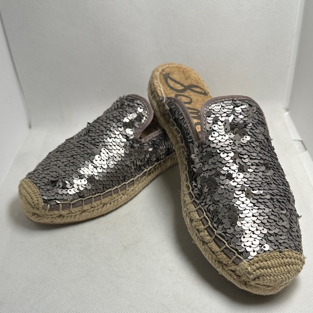 Sam Edelman Sequin Espadrille Mule Flats – Women’s Size 6